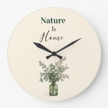 Relógio de Parede Floral Botânico Natureza É Lar