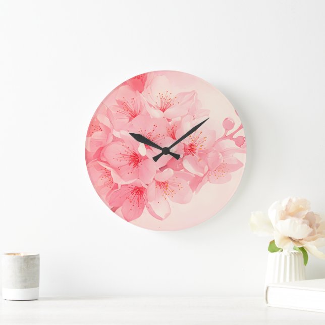 Relógio de Parede Floral Cor-de-Rosa - Declive Ini (Lar)