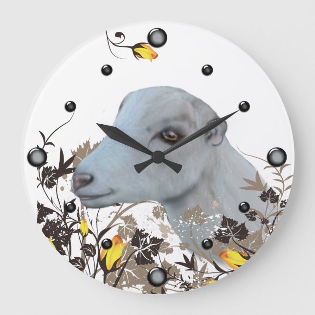 Relógio de Parede Floral de Pintura de Goat LaManc (Frente)