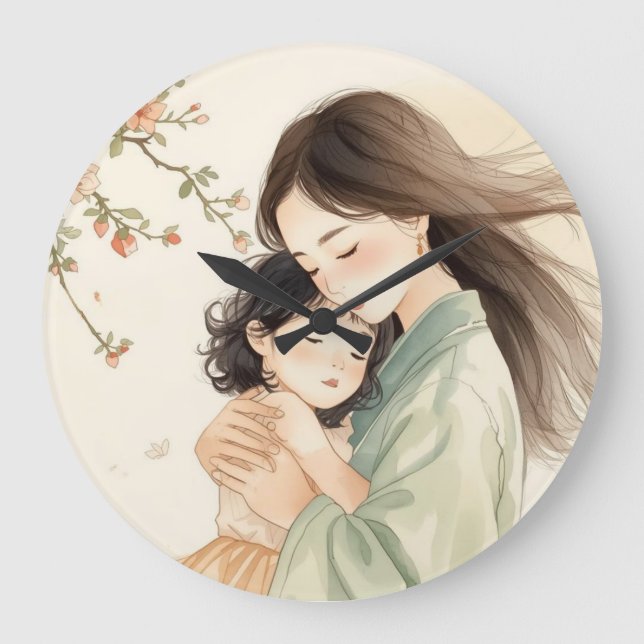 Relógio de Parede Floral em Bronze Mãe e Filha (Frente)