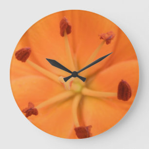 Relógio de Parede Floral Laranja Lily