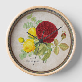 Relógio de Parede Floral Rosa Amarela Vermelha Vin