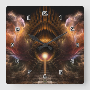 Relógio de Parede Fractal Art Square Wind Storm