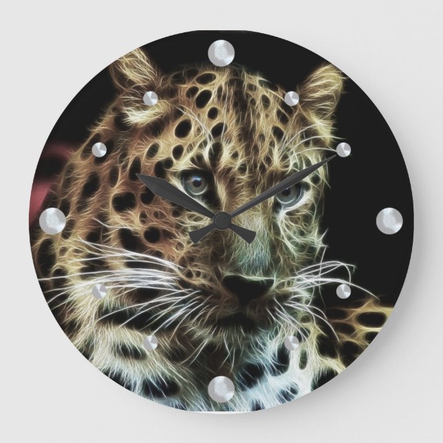 Relógio de Parede Fractal do Leopardo (Frente)