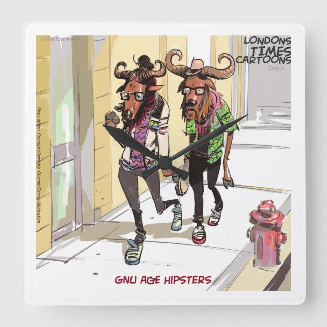 Relógio de Parede Funny Gnu Age Hipsters Rick Lond (Frente)