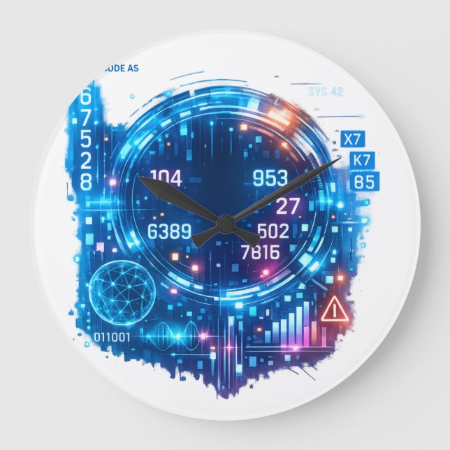 Relógio de Parede Futurista com HUD Cibernético –  (Frente)