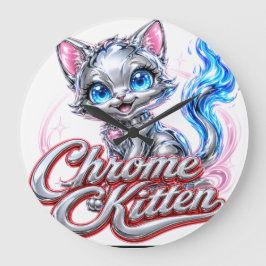 Relógio de Parede Gatinho Cromado-Acrílico