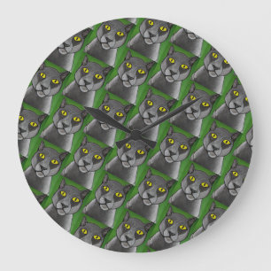 Relógio de Parede Gato Cinza