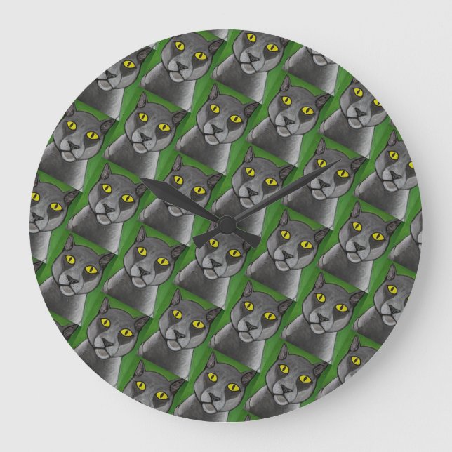 Relógio de Parede Gato Cinza (Frente)