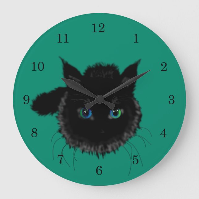 Relógio de Parede Gato Preto - Cores Personalizada (Frente)