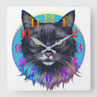 Relógio de Parede Gato Preto Místico, Arte Colorid