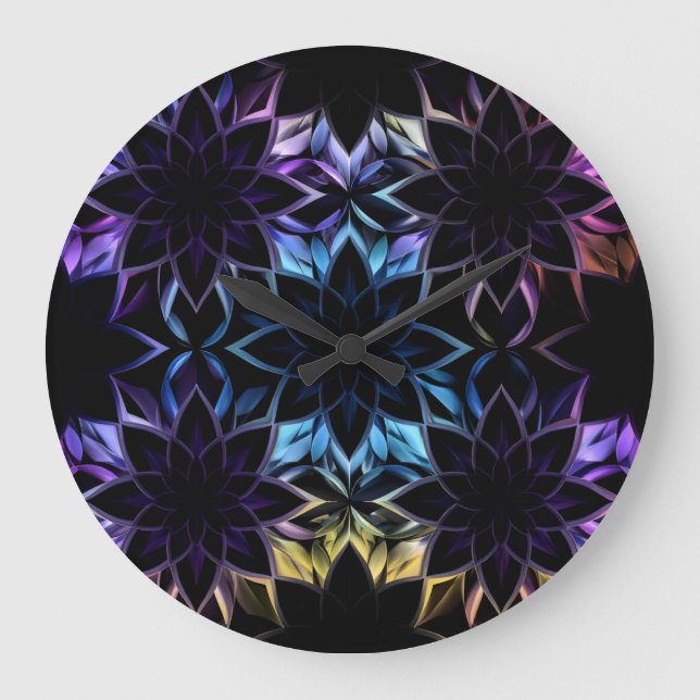 Relógio de Parede Geométrico do Flor Iridescente (Frente)