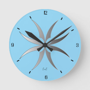 Relógio de Parede Geométrico Preto e Branco Modern