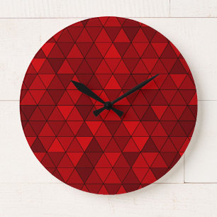 Relógio de Parede Geométrico Vermelho Moderno