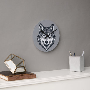 Relógio de Parede Gráfico com Cabeça de Lobo Solit