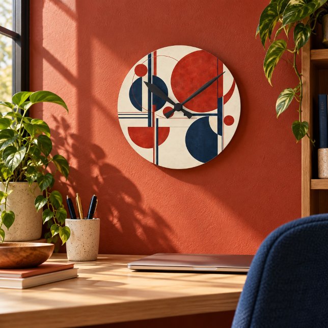 Relógio de Parede Gráfico de Meio-Dia (8 inch acrylic clock with black hands. Flat printed design. Styled scene; props not included.)