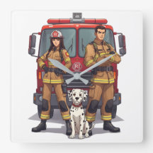Relógio de Parede Heroico dos Bombeiros & Dálmata