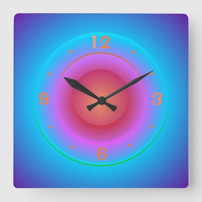 Relógio de Parede Illuminated Blue Aqua Orange Pin (Frente)