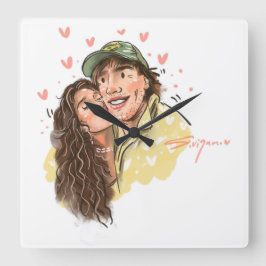Relógio de Parede Ilustração de Casal Romântico