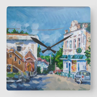 Relógio de Parede Impressionista Rua da Cidade Ens