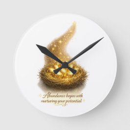 Relógio de Parede Inspirador Ninho de Ovos Dourado