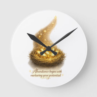 Relógio de Parede Inspirador Ninho de Ovos Dourado