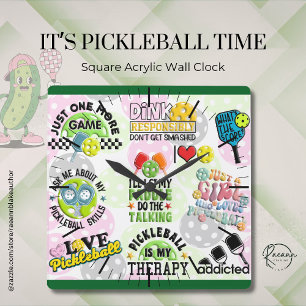 Relógio de Parede It's Pickleball Time Square