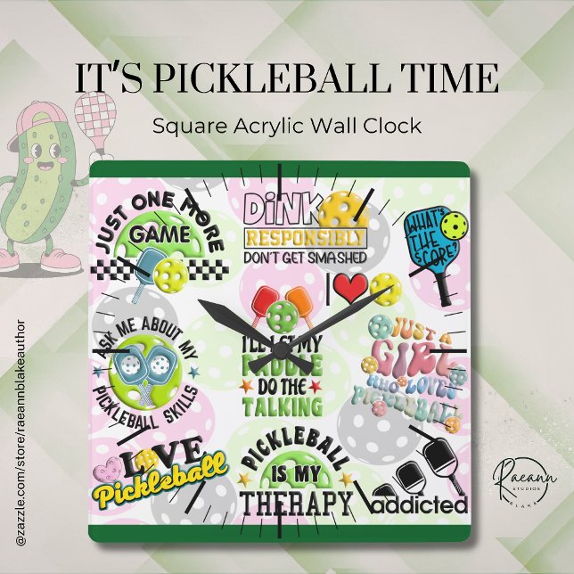Relógio de Parede It's Pickleball Time Square (Criador carregado)