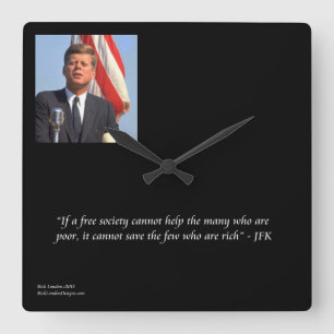 Relógio de Parede JFK & Salvando Citação Rico/Pobr