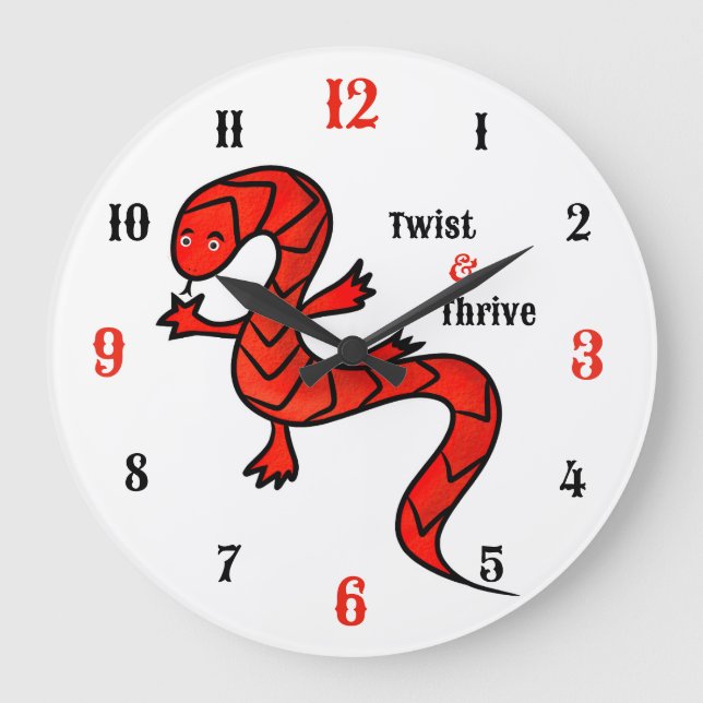 Relógio de Parede Lagarto Vermelho Twist & Thrive (Frente)