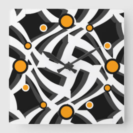 Relógio de Parede Laranja Abstrato Preto
