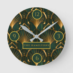 Relógio de Parede Luxuoso Art Déco Verde Esmeralda