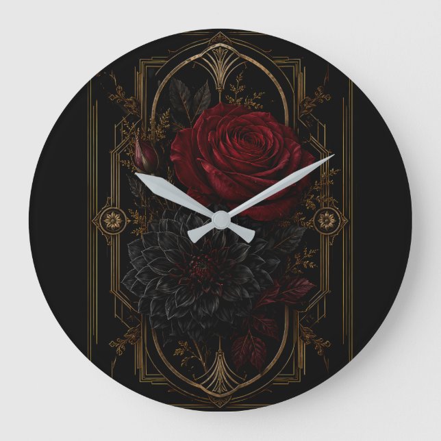 Relógio de Parede Luxuoso Rosa Dourada Crimson Dar (Frente)