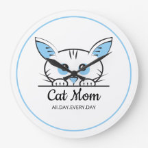 Relógio de Parede Mãe de Gato Fofo