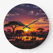 Relógio de Parede Majestade do Pôr do Sol Africano