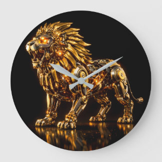 Relógio de Parede Majestoso Leão Dourado Steampunk
