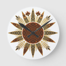 Relógio de Parede Mandala Afrohemiana Explosão Sol
