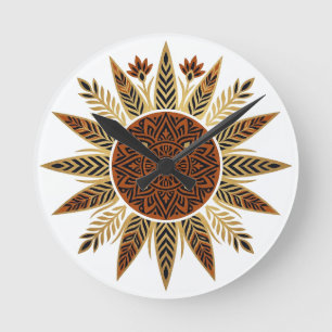 Relógio de Parede Mandala Afrohemiana Explosão Sol