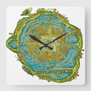 Relógio de Parede Mapa Asteca Tenochtitlan