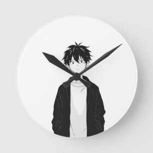 Relógio de Parede Menino Anime Minimalista