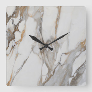 Relógio de Parede Moderna com Padrão Branco Marble