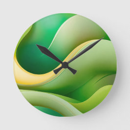 Relógio de Parede Moderno Onda Verde Abstrata