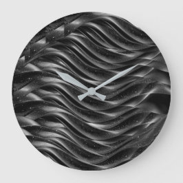 Relógio de Parede Moderno Preto Abstrato Onda | Mi