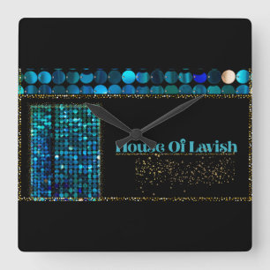 Relógio de Parede Mosaico Teal Luxo Preto para Cas