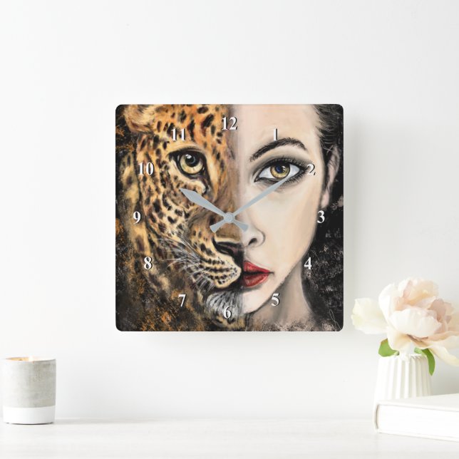 Relógio de Parede Mulher Leopardo (Lar)