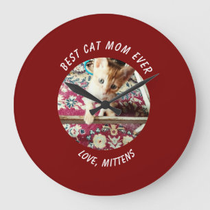 Relógio de Parede Nome de Foto de Gato Melhor Mãe