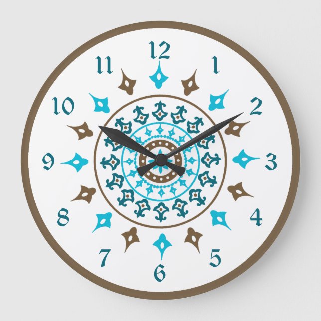 Relógio de Parede Numerada Marrom Turquoise do Orn (Frente)
