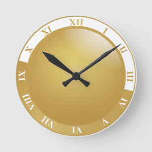 Relógio de Parede Numeral Romano Dourado