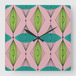 Relógio de Parede Ogee Starbursts Rosa Atômico