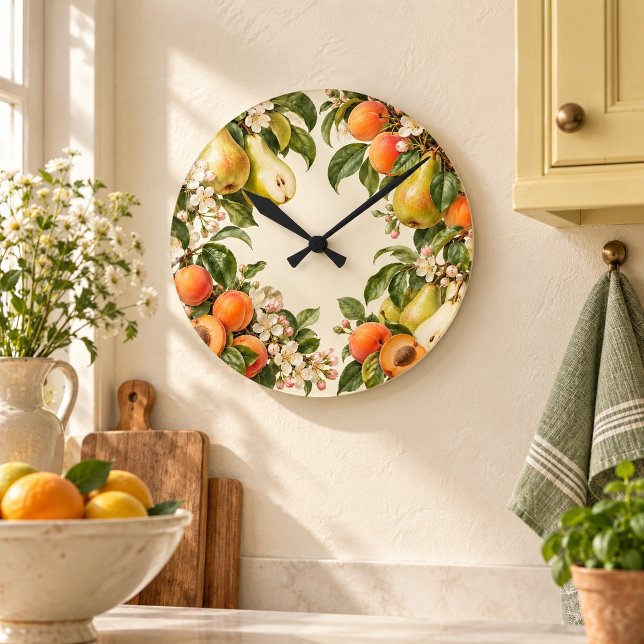 Relógio de Parede Orchard Circle (8 inch acrylic wall clock with black hands. Flat printed design. Styled scene; props not included.)